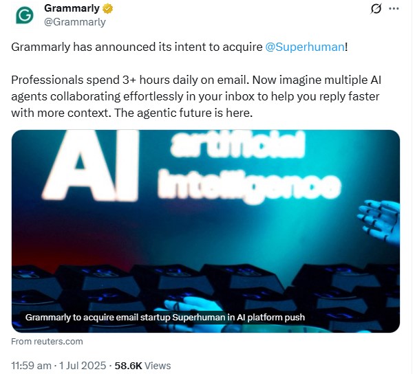 latest-artificial-intelligence-news-grammarly-buys-superhuman-to-boost-ai-productivity-tools